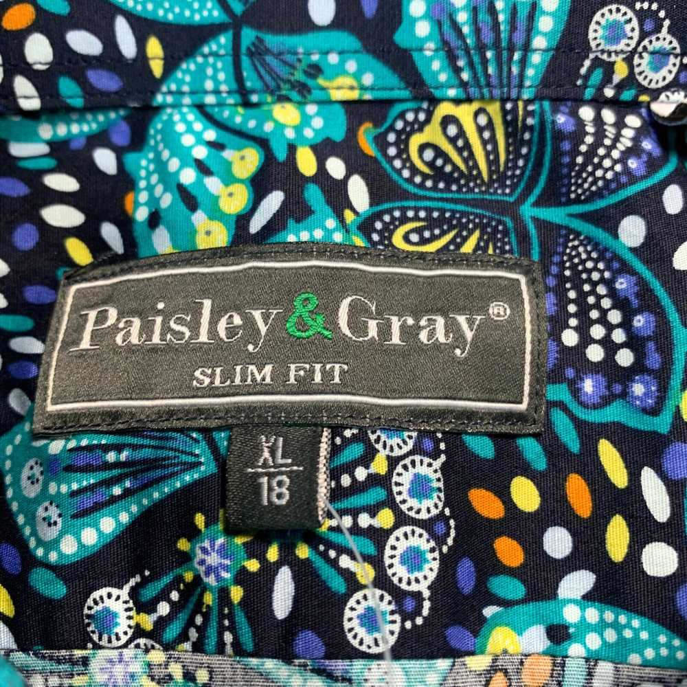 Vintage NWT Paisley And Gray Shirt Mens XL Button… - image 3