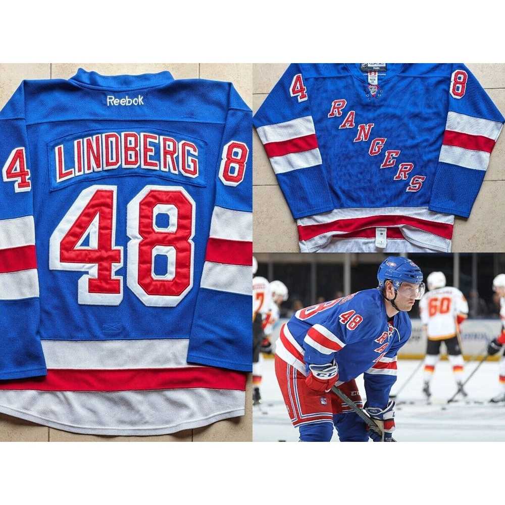 Reebok LINDBERG NY Rangers 2015 REEBOK jersey blu… - image 1