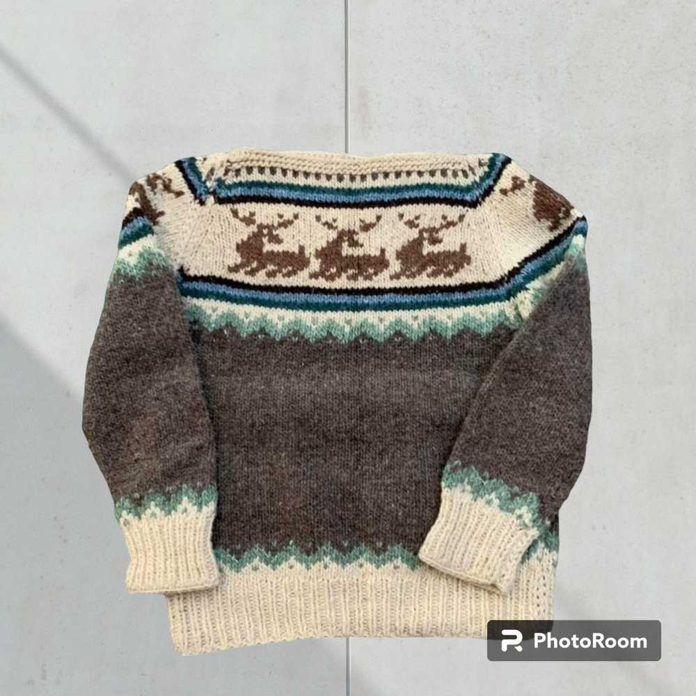 Vintage Handmade Wool Sweater Christmas Design Wi… - image 1