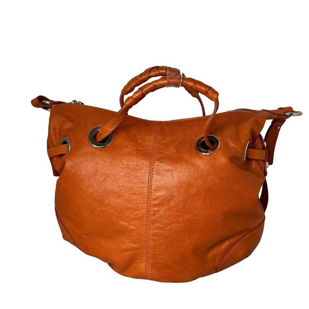 FRANCESCO BIASIA Orange Brown Leather Slouchy Hob… - image 2