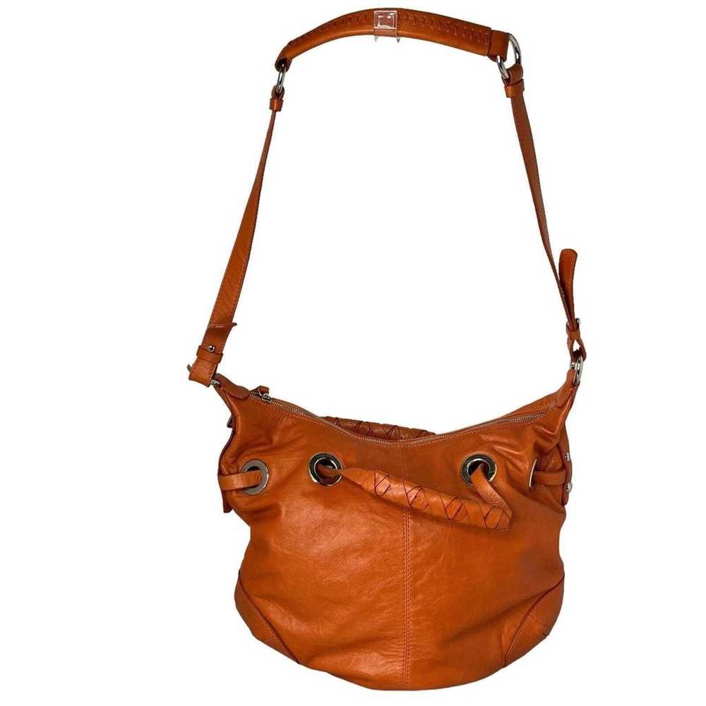 FRANCESCO BIASIA Orange Brown Leather Slouchy Hob… - image 3