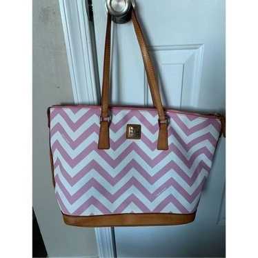 Dooney and Brooke pink and white stripe tote