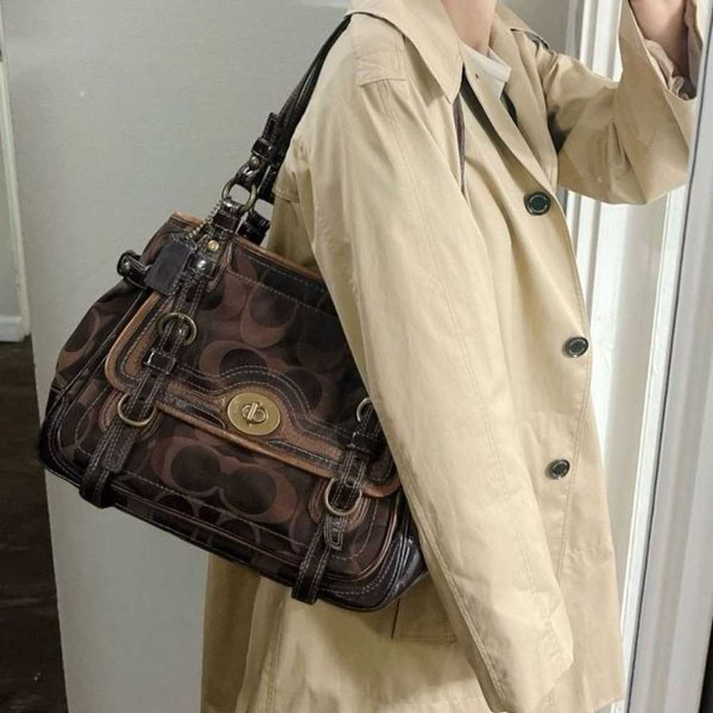 COACH Rare Vintage Brown Signature Anniversary Li… - image 2