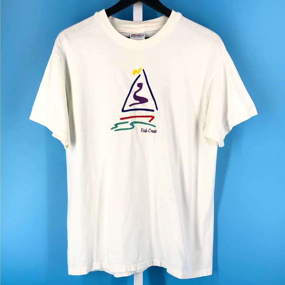 Hanes × Vintage 90s Fish Creek embroidered tshirt… - image 1