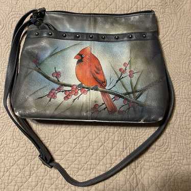 Anuschka Hand Painted Leather Cardinal Red Bird Sh