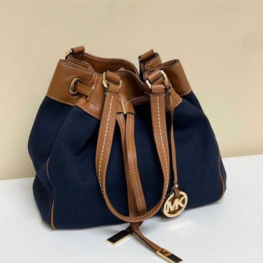 MICHAEL KORS Marina Drawstring Blue Canvas / Leat… - image 2