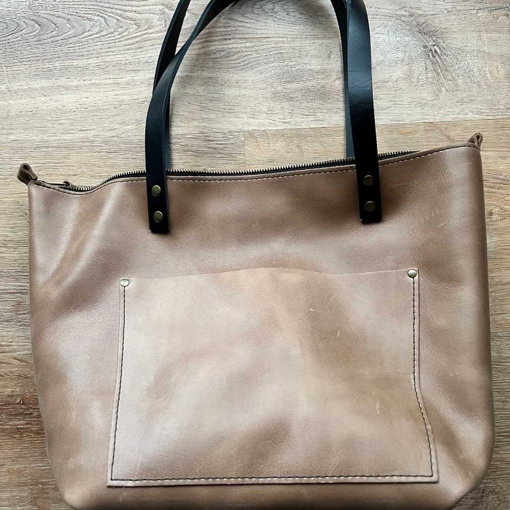 Portland Leather Goods Large zip cappuccino tote - image 1