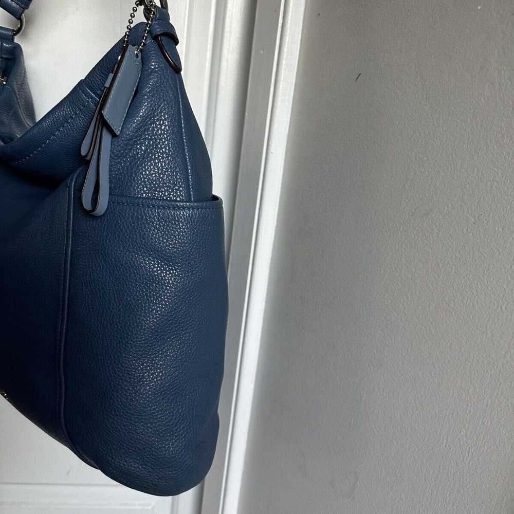 COACH PARK HOBO Blue Denim Pebble LEATHER TOTE BA… - image 4