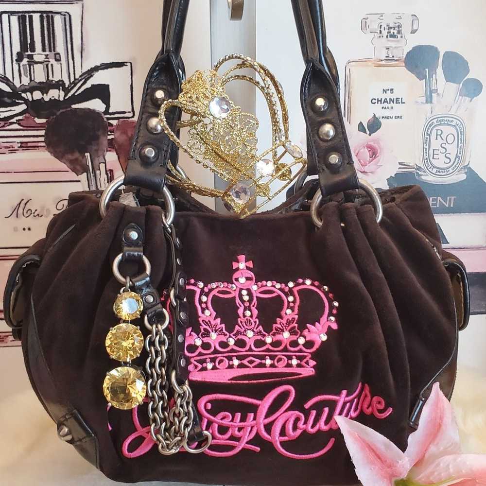 Juicy Couture Brown & Pink Hobo Handbag! *Vintage* - image 1