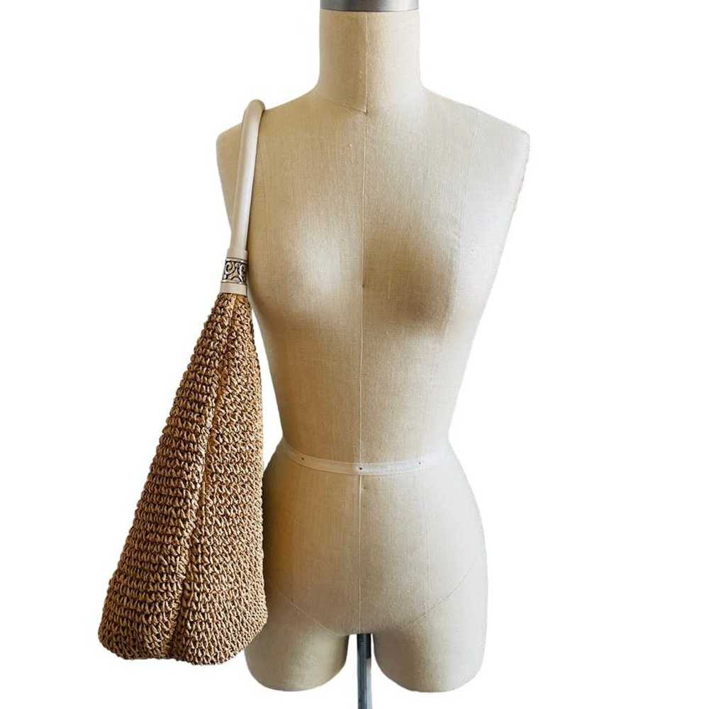 Brighton Large Straw Shoulder Bag Wheat White Lea… - image 3