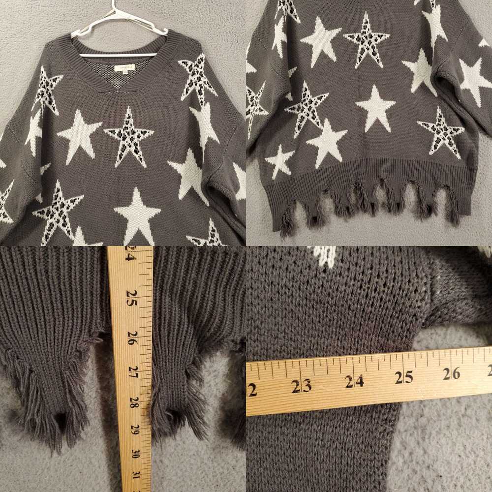 Vintage Umgee Sweater Women XL Gray Stars Tattere… - image 4
