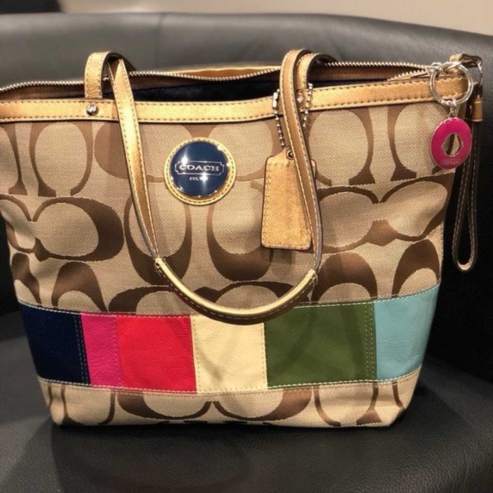 Coach shoulder bag, coach canvas & color squares - image 1
