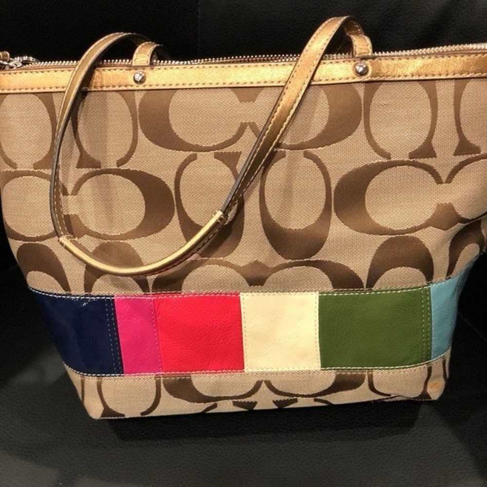 Coach shoulder bag, coach canvas & color squares - image 3