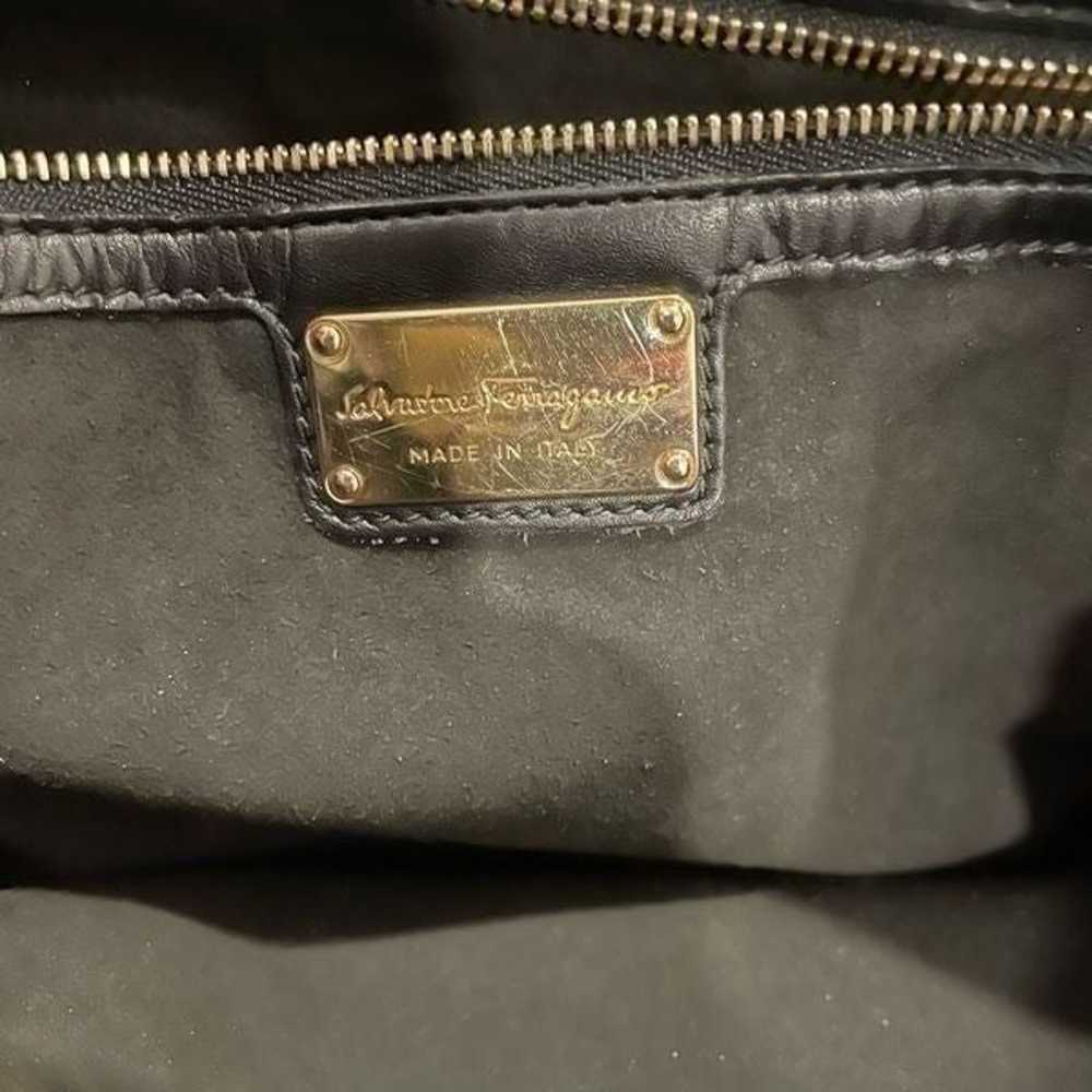 Salvatore Ferragamo Gancini Handbag Black Leather… - image 10