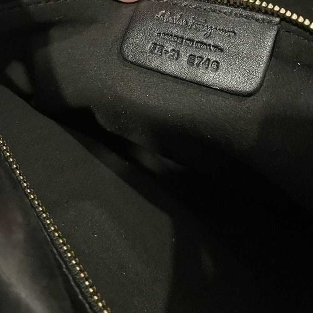 Salvatore Ferragamo Gancini Handbag Black Leather… - image 12