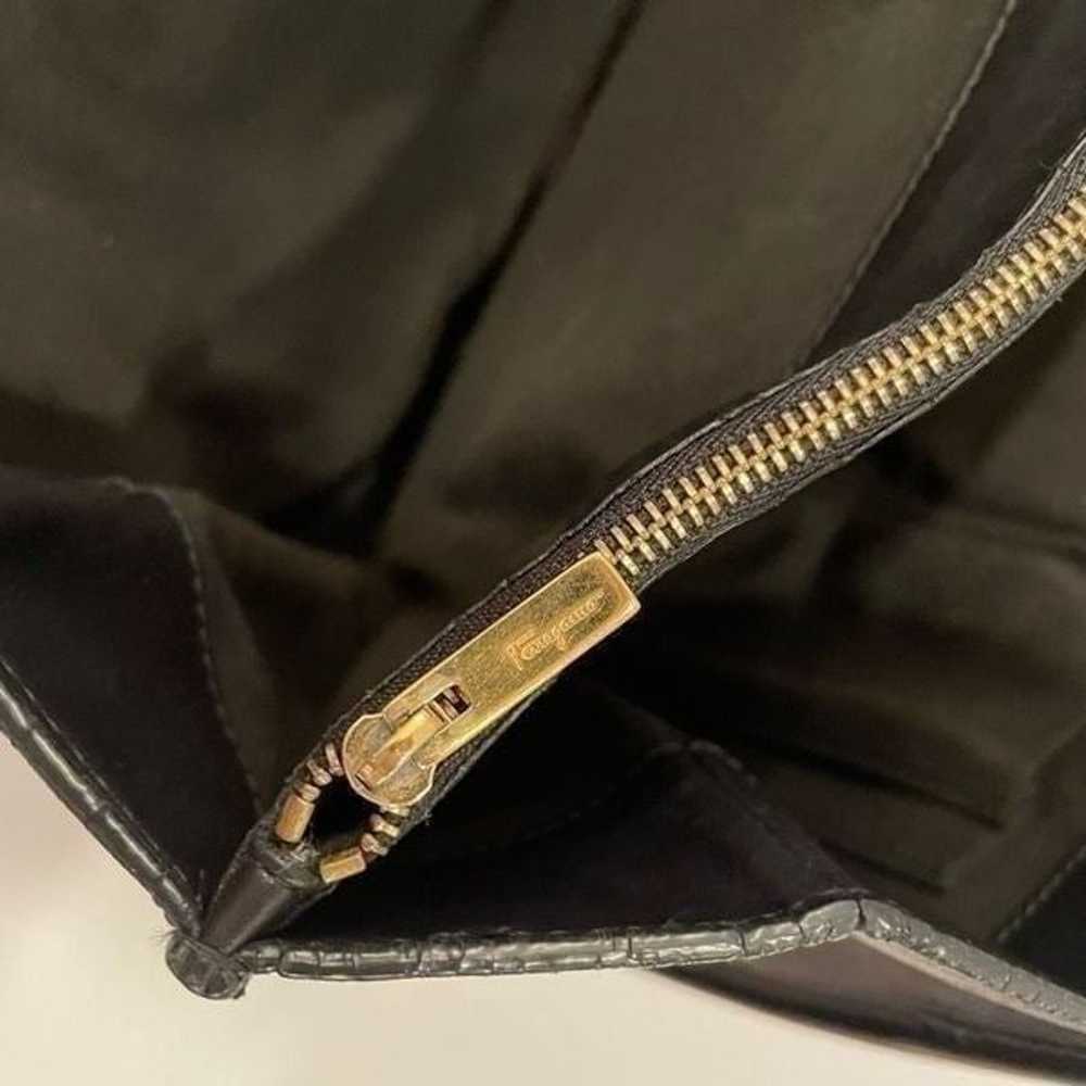 Salvatore Ferragamo Gancini Handbag Black Leather… - image 9