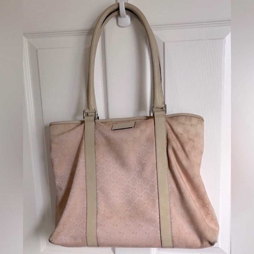 Gucci Pink Canvas Tote Bag - image 1