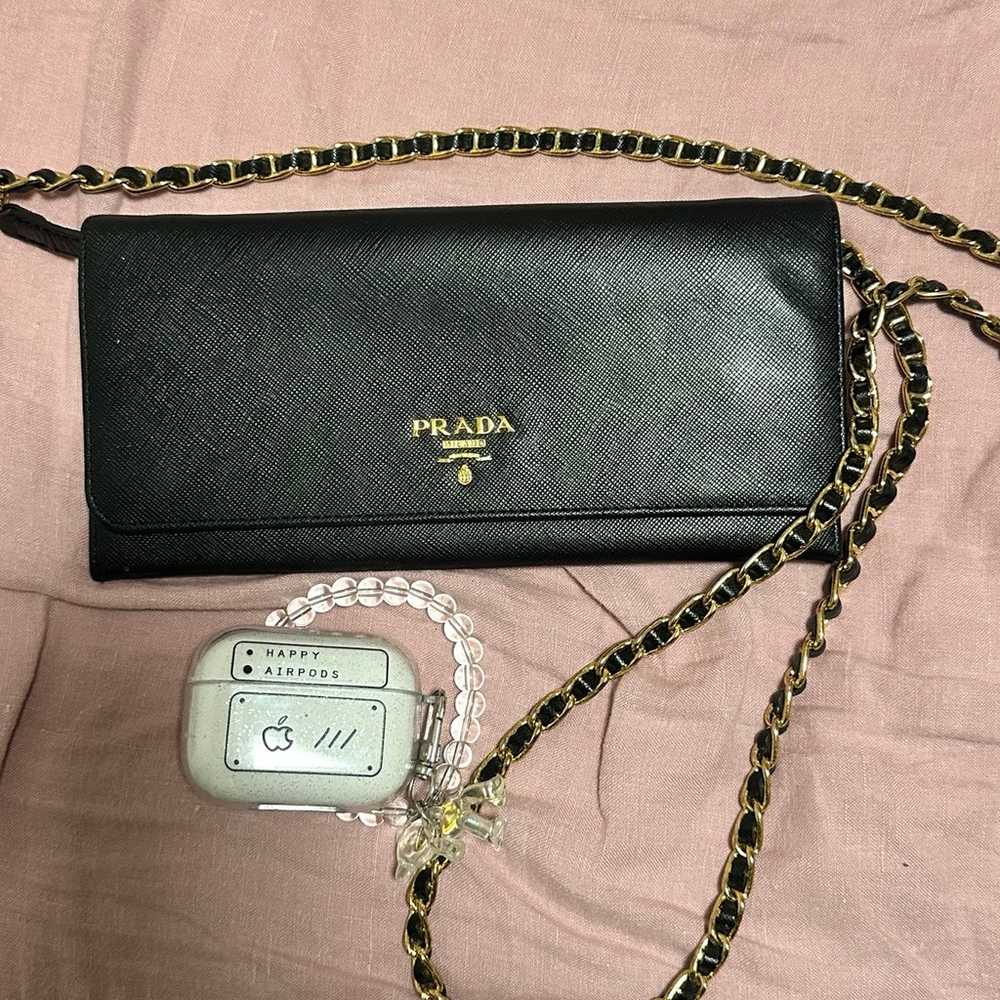 Prada Black Saffiano Leather Wallet With Chain Ge… - image 1