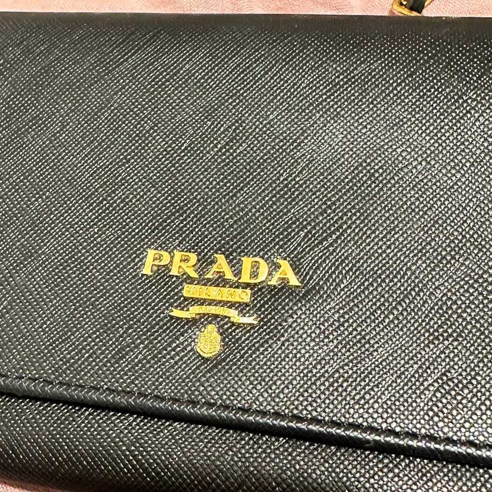 Prada Black Saffiano Leather Wallet With Chain Ge… - image 4