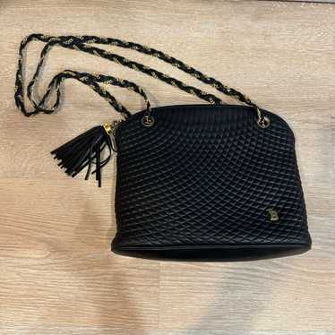 Bally Quilted Lambskin Soft Leather Chain Bag Bla… - image 1