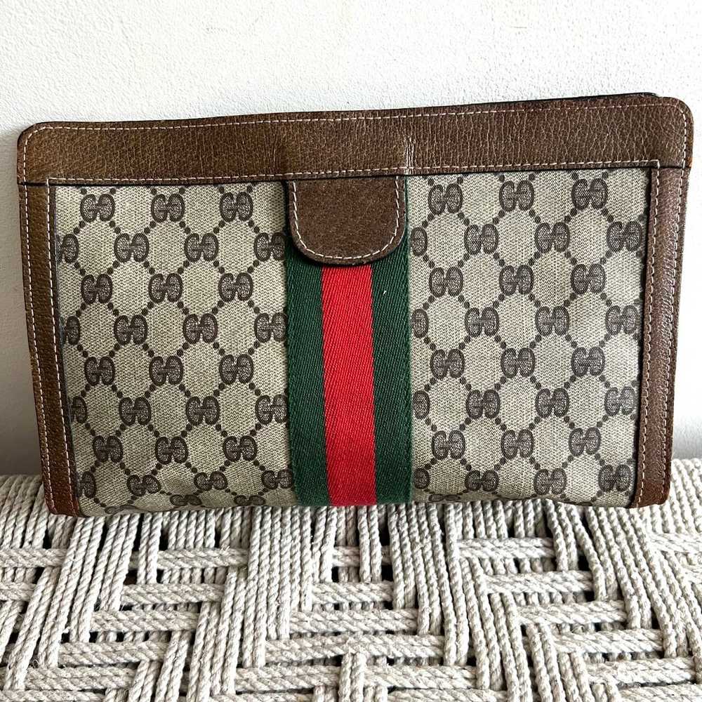 GUCCI Sherry Line Canvas and Brown Leather Monogr… - image 3
