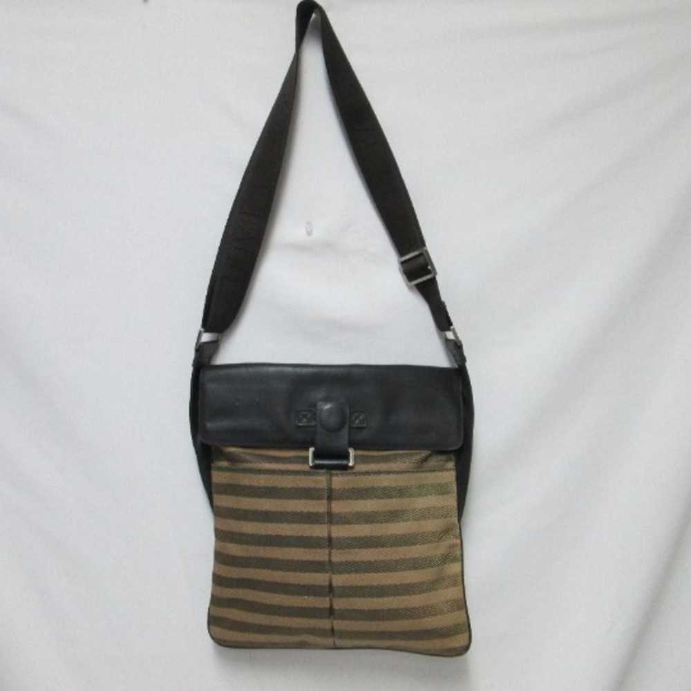 Bally Vintage Leather and Canvas brown striped Cr… - image 1