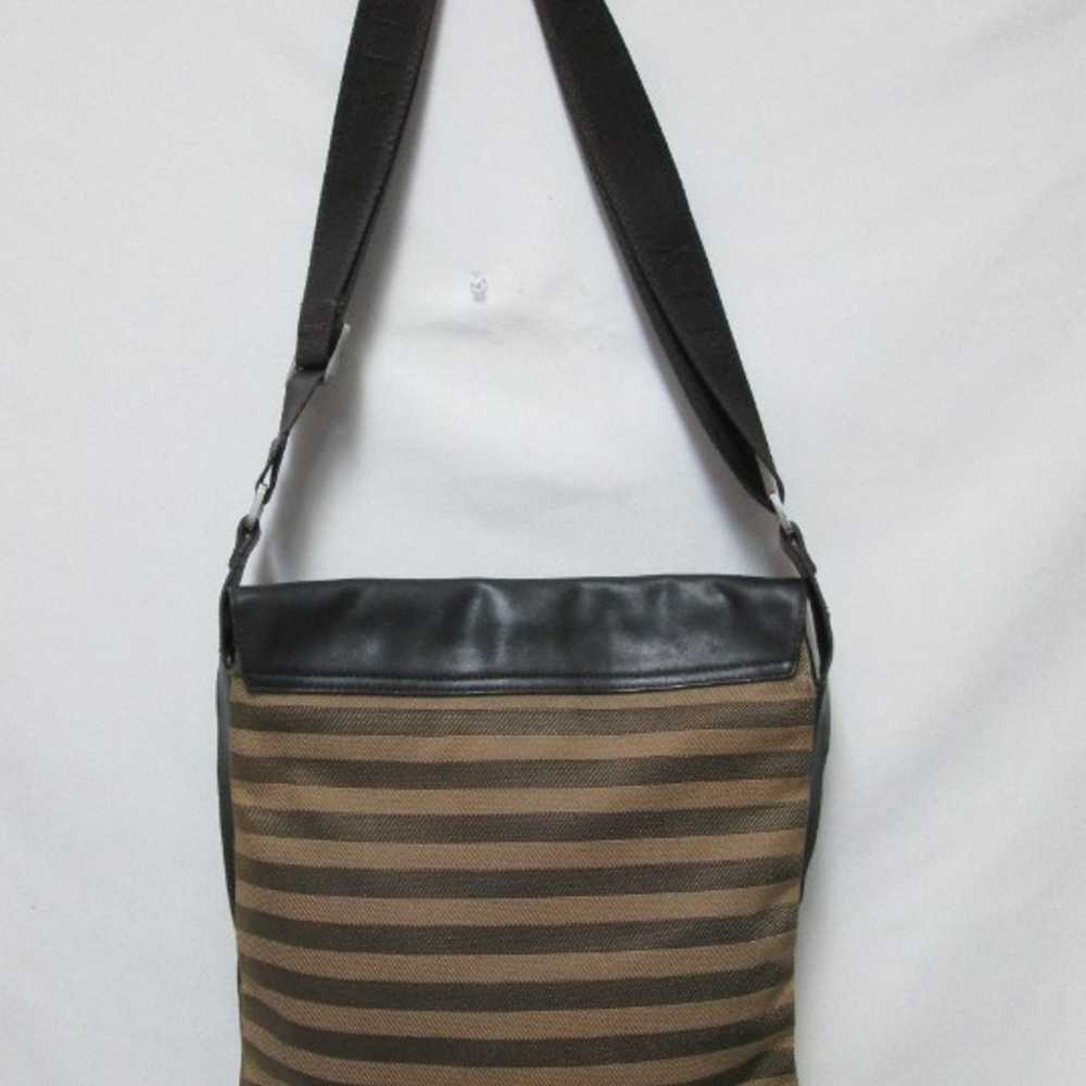 Bally Vintage Leather and Canvas brown striped Cr… - image 5