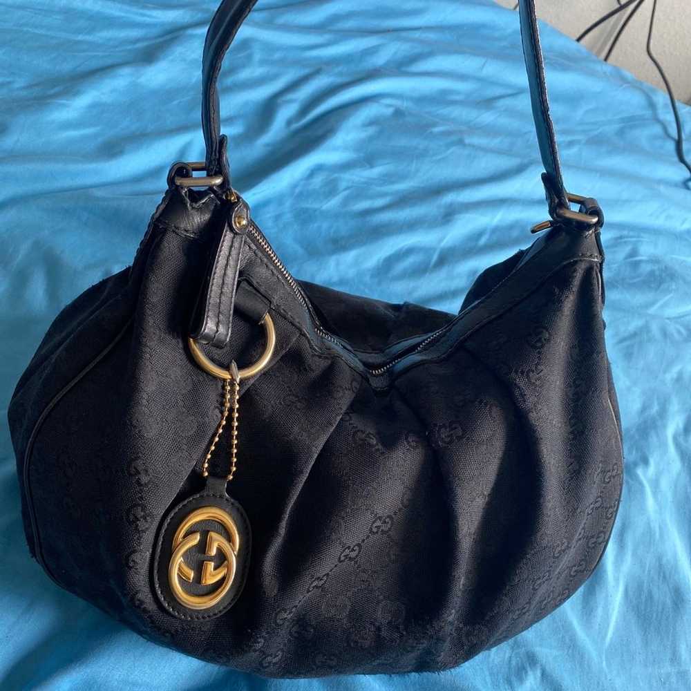 Gucci Black GG Canvas Sukey Medium Hobo Bag - image 1