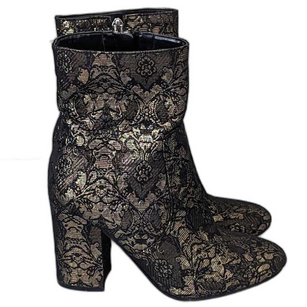 Marc Fisher Jana Gold Brocade Ankle Boots Black F… - image 2