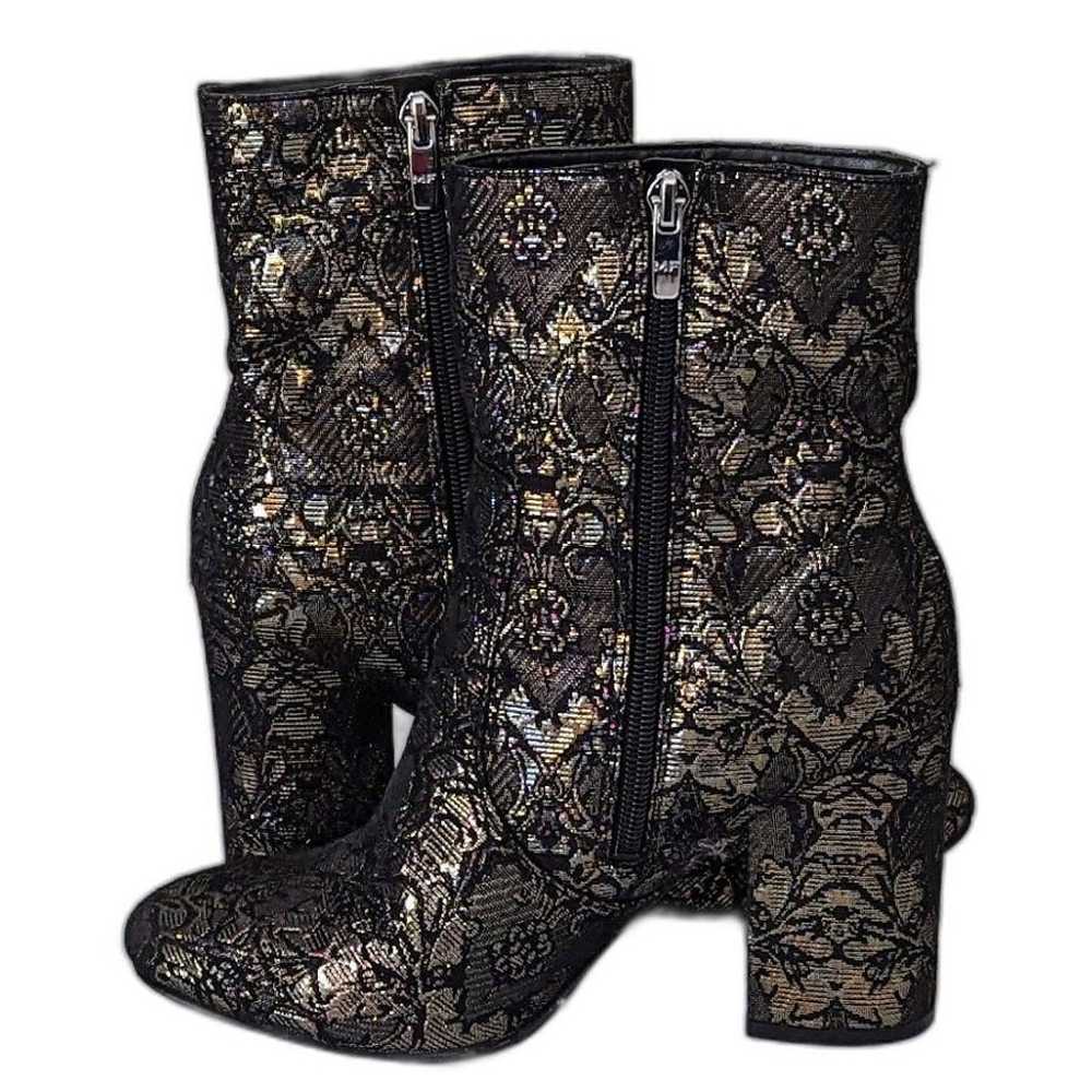 Marc Fisher Jana Gold Brocade Ankle Boots Black F… - image 3
