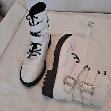 Jessica Simpson  Sz 9 Kerina White Combat Boots L… - image 1