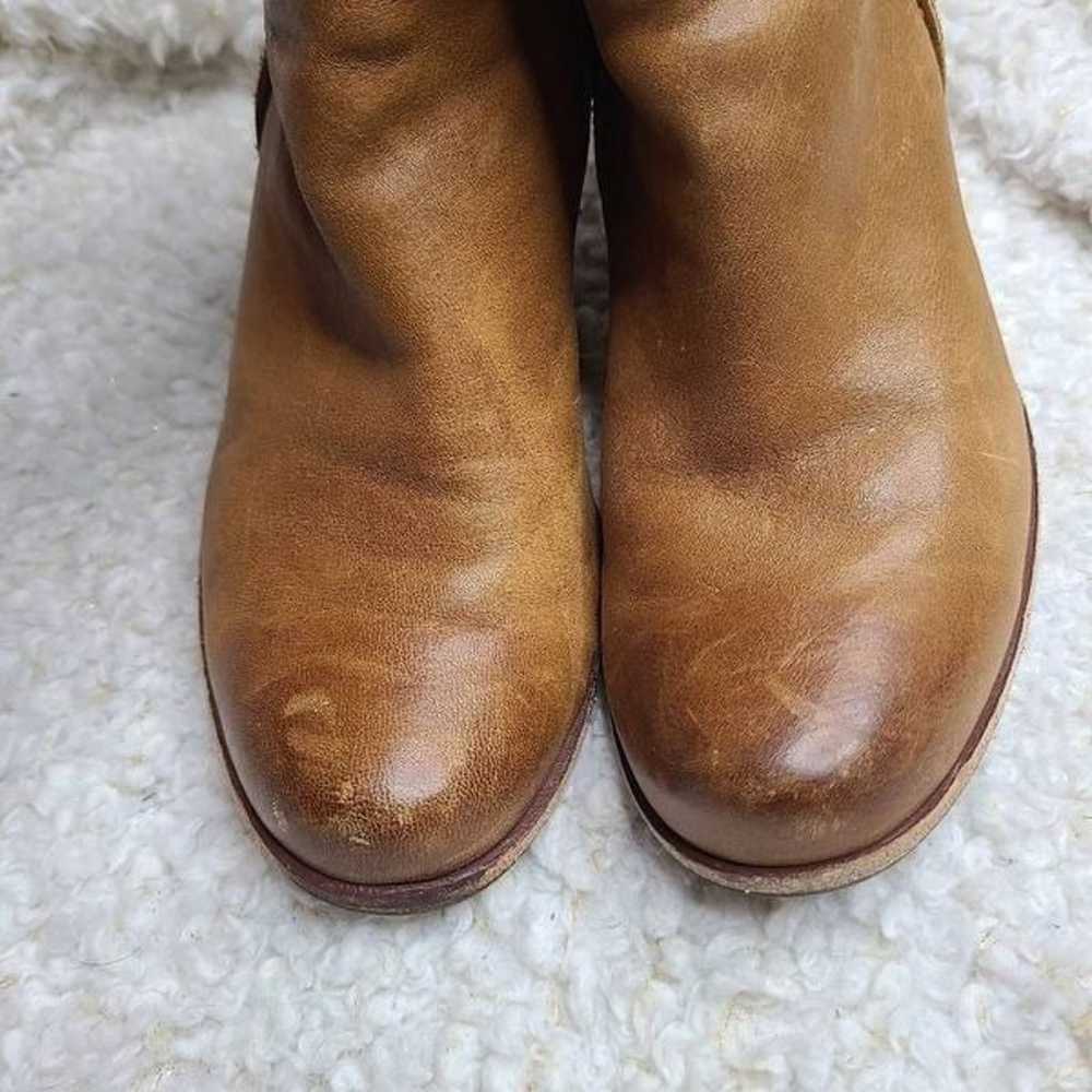 Kork-Ease Tan Leather Chunky Wedge Bootie sz 7 - image 2