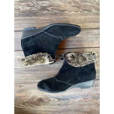 SPORTO Black Leather Suede Boots Faux Fur Lined S… - image 1