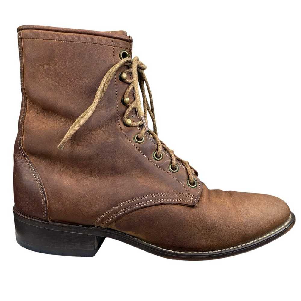 Laredo Women’s Roper Brown Leather Lace Up Wester… - image 1