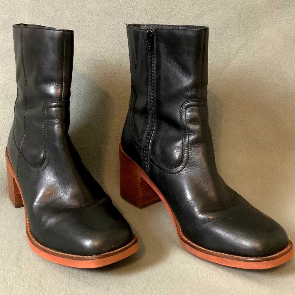 SEYCHELLES Black Leather Turbulent Ankle Heeled B… - image 1