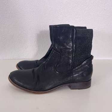 Frye Black Leather Pull On Boots