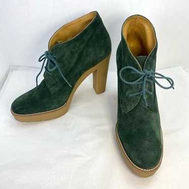 Polo Ralph Lauren Lace Up Bootie Green Suede Leat… - image 1