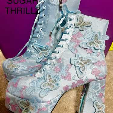 SUGARTHRILLZ Blue Butterfly Boot Sz 11 - image 1