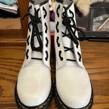 Dr. Martens 1460 Patent Leather Lace Up White boot