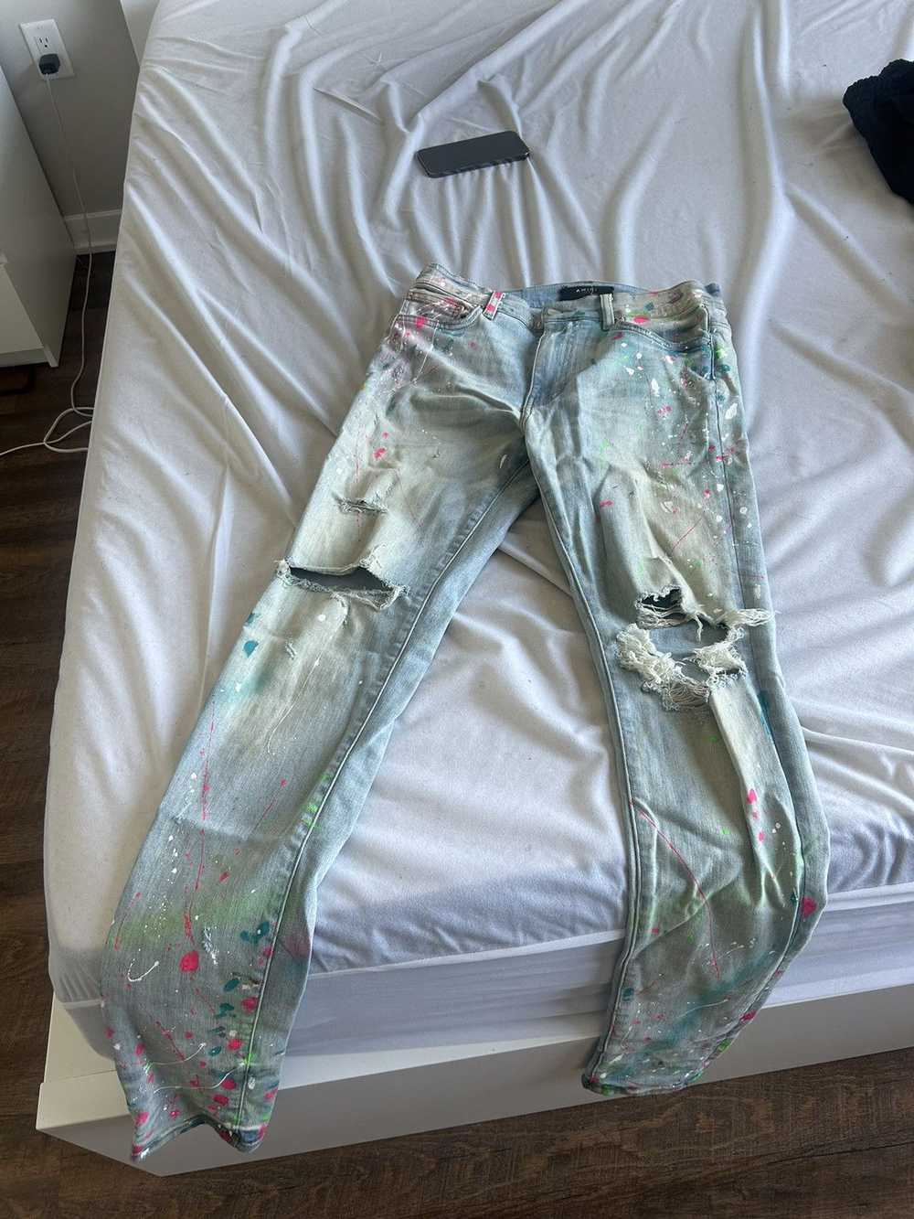 Amiri Amiri Paint Splatter Skinny Jeans - image 1