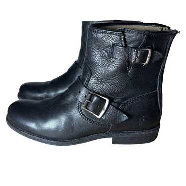 Frye Shoes Natalie Engineer Black Short Leather B… - image 1