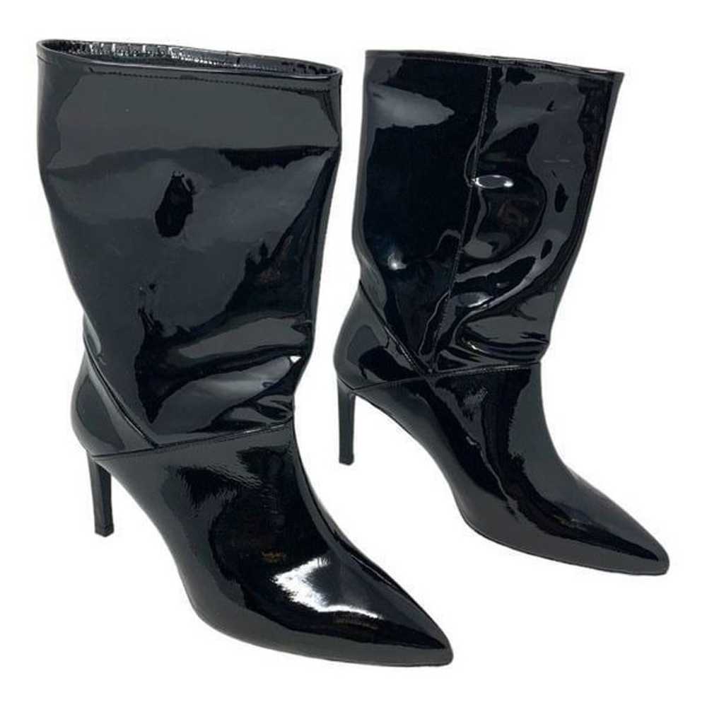 AllSaints Orlana Black Patent Mid Calf Boots Size… - image 3