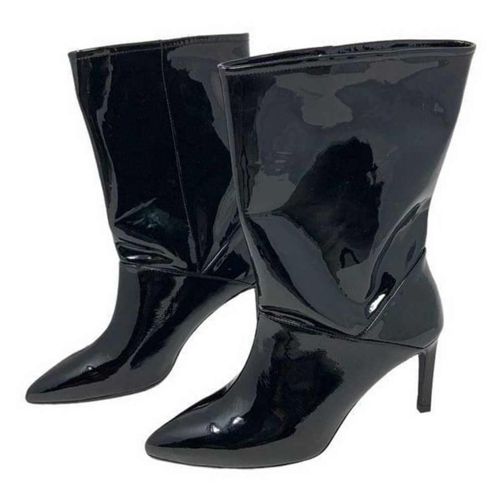 AllSaints Orlana Black Patent Mid Calf Boots Size… - image 4