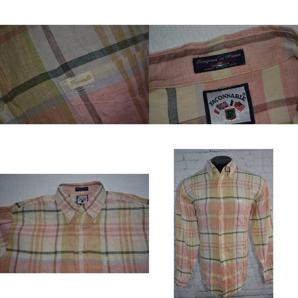 Pinko 48847 Faconnable Dress Shirt 100% Linen Men… - image 4
