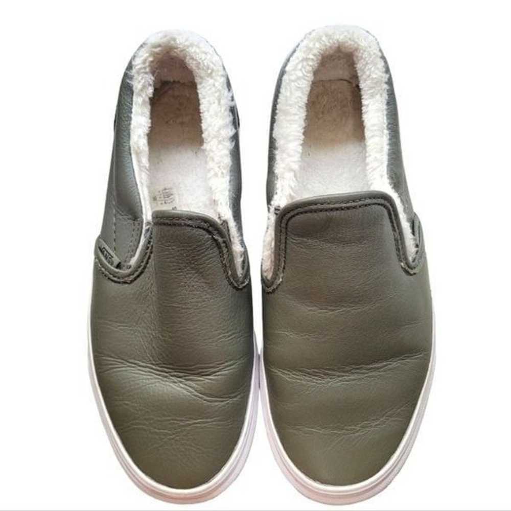 Vans Sage Green Sherpa Lined Slip On Shoes - image 1