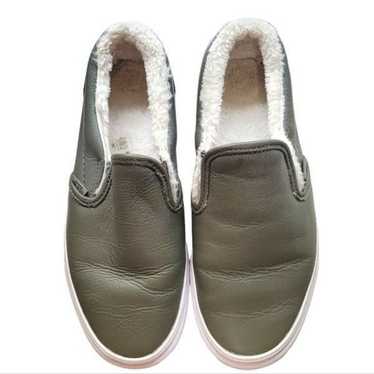 Vans Sage Green Sherpa Lined Slip On Shoes - image 1