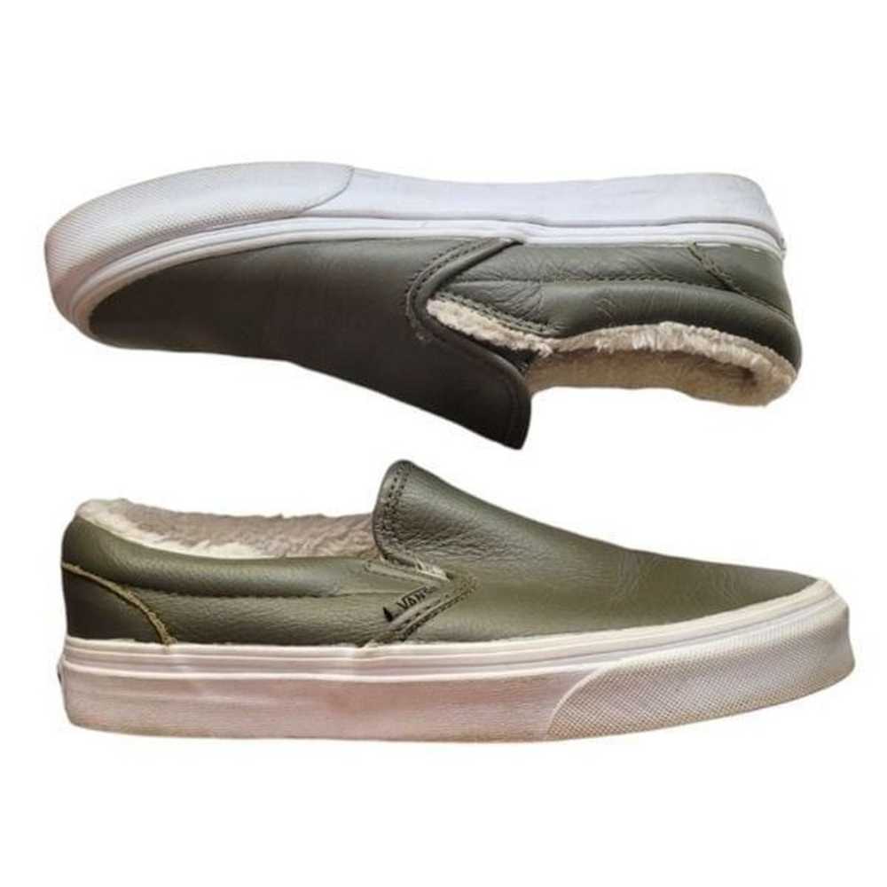 Vans Sage Green Sherpa Lined Slip On Shoes - image 3