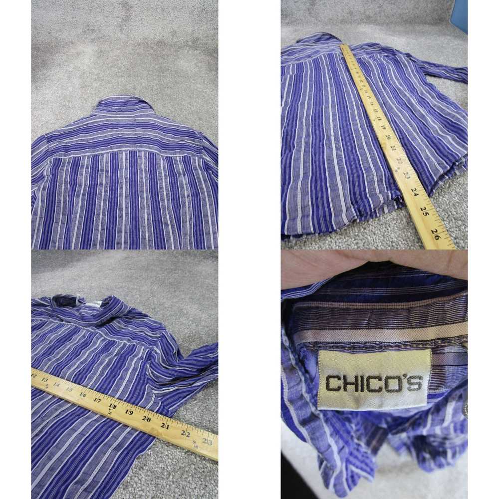 Vintage Chico'S Shirt Womens 2 Purple Striped Lon… - image 4