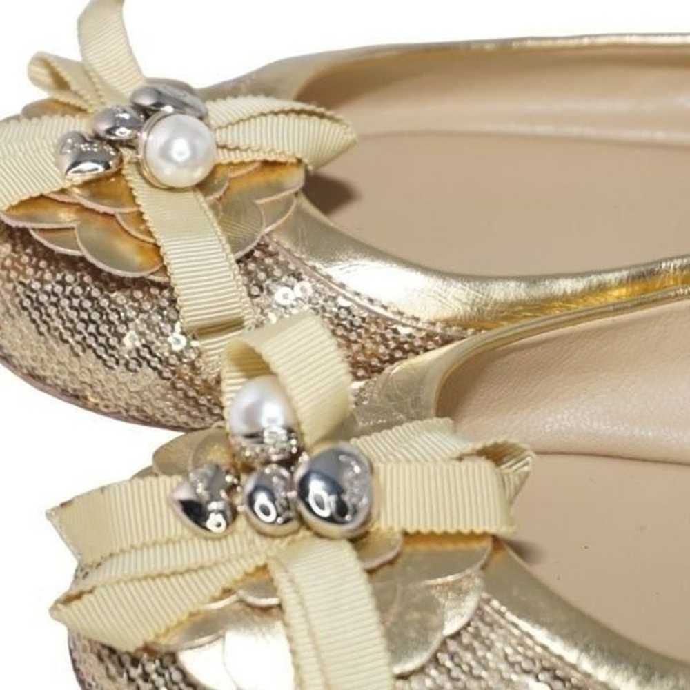 Coach Abigail Gold Sequined Ballet Flats, Size 8.5 - image 5