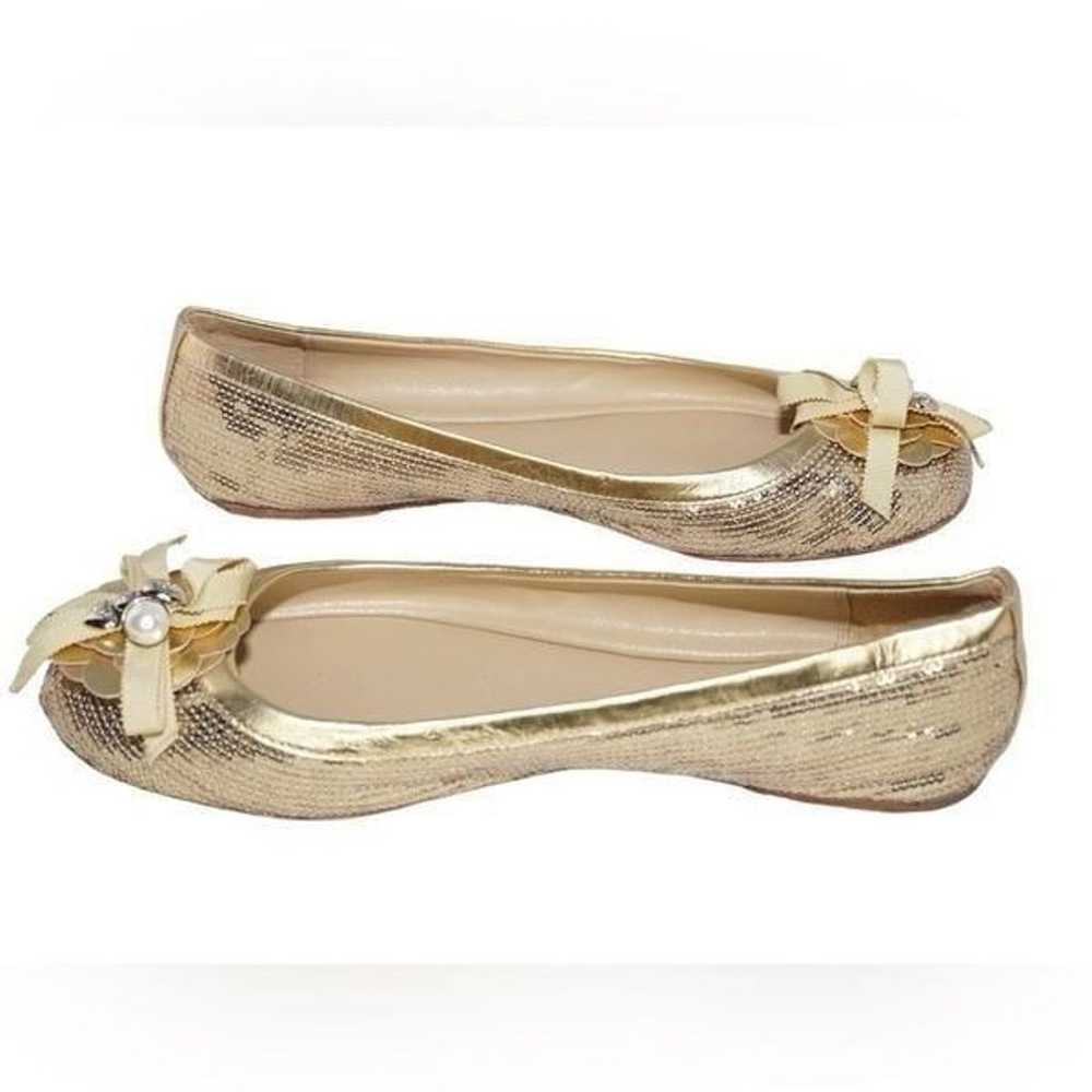 Coach Abigail Gold Sequined Ballet Flats, Size 8.5 - image 9
